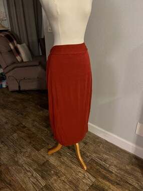 Logo Layers Burnt Orange Ruched Back Maxi Skirt Size 2X